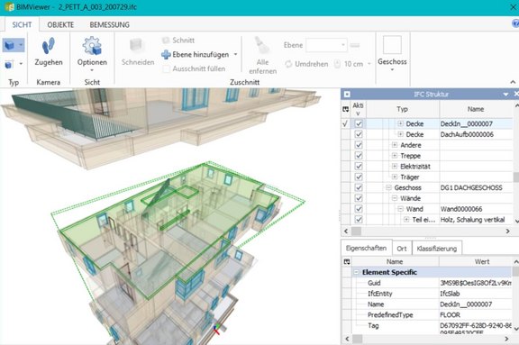 BIM-Viewer in ABK Screenshot der ABK-Software, der den BIM-Viewer in ABK zeigt