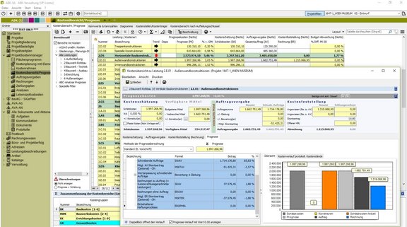 Projektkostenmanager in ABK Screenshot der ABK-Software, der den Projektkostenmanager in ABK zeigt