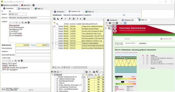 Feinelement in ABK Screenshot der ABK-Software, der die Ansicht von einem Feinelement in ABK zeigt