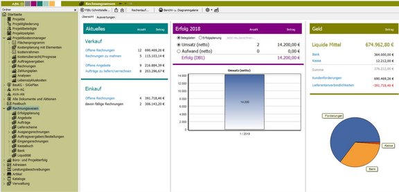 Rechnungswesen in ABK Screenshot der ABK-Software, der das Rechnungswesen in ABK zeigt