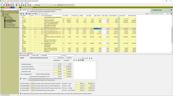 Bauabrechnung in ABK Screenshot der ABK-Software, der die Bauabrechnung in ABK zeigt