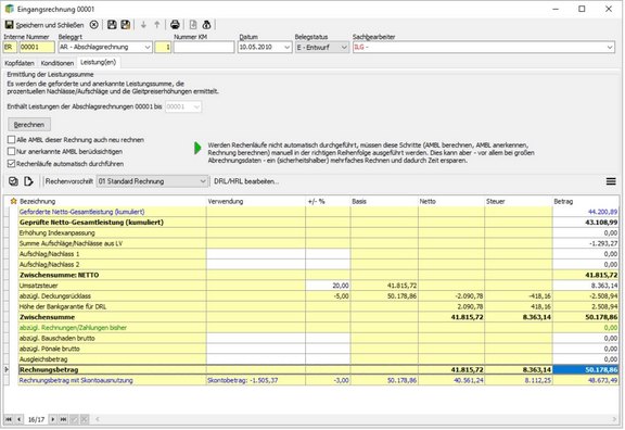 Eingangsrechnung in ABK Screenshot der ABK-Software, der eine Eingangsrechnung in ABK zeigt