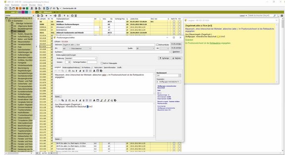 Leistungsbeschreibung bearbeiten in ABK Screenshot der ABK-Software, der das Bearbeiten der Leistungsbeschreibung zeigt