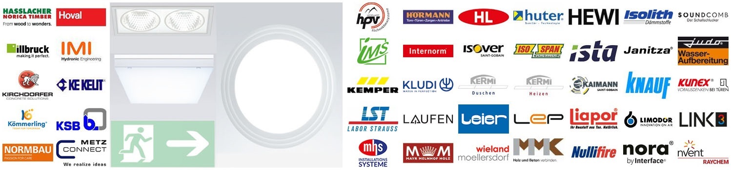 Banner mit Logos von teinehmenden Firmen im Österreichischen Industriestandard
